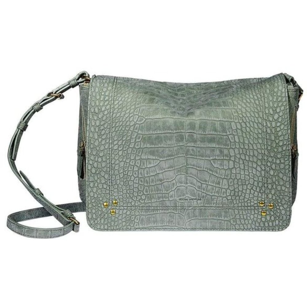 Jerome Dreyfuss IGOR CROCO LICHEN NUBUCK CALFSKIN PURSE